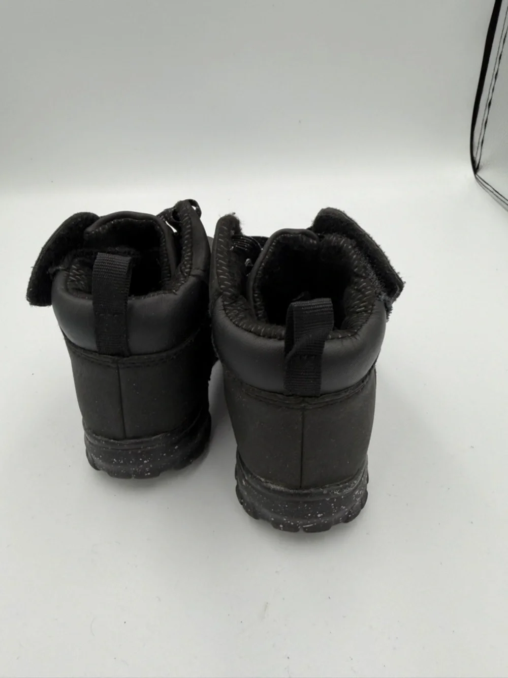 Wonder Nation Toddler Boy Girl Size 7 Black Kids Lace-Up Ankle Boots with Velcro